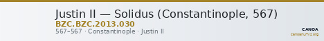 Justin II — Solidus (Constantinople, 567) — CANOA