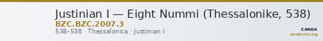 Justinian I — Eight Nummi (Thessalonike, 538) — CANOA