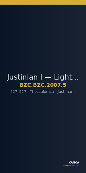 Justinian I — Light Miliarense (Thessalonike, 527) — CANOA