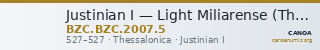 Justinian I — Light Miliarense (Thessalonike, 527) — CANOA