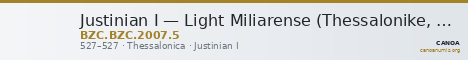 Justinian I — Light Miliarense (Thessalonike, 527) — CANOA