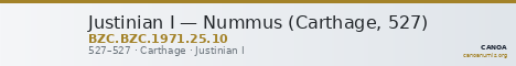 Justinian I — Nummus (Carthage, 527) — CANOA