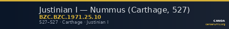 Justinian I — Nummus (Carthage, 527) — CANOA