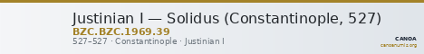 Justinian I — Solidus (Constantinople, 527) — CANOA