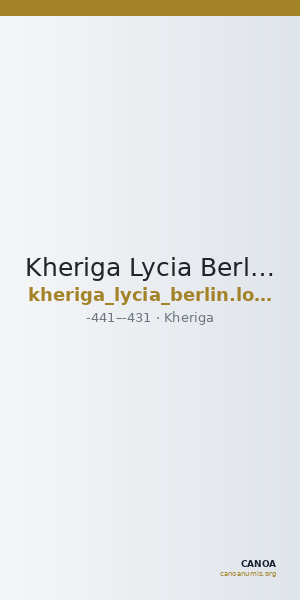 Kheriga Lycia Berlin  Löbbecke 1906 — CANOA