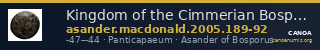 Kingdom of the Cimmerian Bosporus Panticapaeum MacDonald 2005 189-92 — CANOA