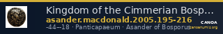 Kingdom of the Cimmerian Bosporus Panticapaeum MacDonald 2005 195-216 — CANOA