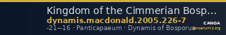 Kingdom of the Cimmerian Bosporus Panticapaeum MacDonald 2005 226-7 — CANOA