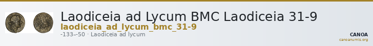 Laodiceia ad Lycum BMC Laodiceia 31-9 — CANOA