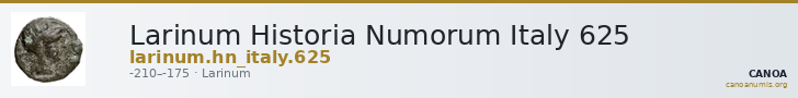 Larinum Historia Numorum Italy 625 — CANOA