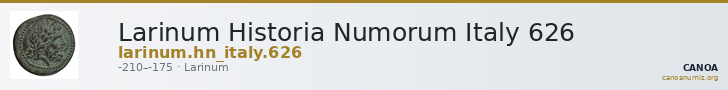 Larinum Historia Numorum Italy 626 — CANOA