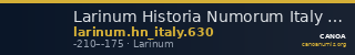 Larinum Historia Numorum Italy 630 — CANOA