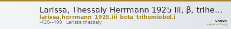 Larissa, Thessaly Herrmann 1925 III, β, trihemiobol I — CANOA