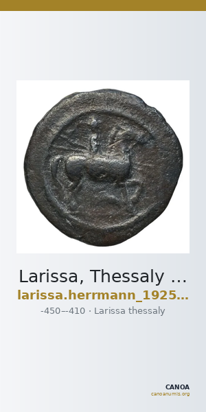 Larissa, Thessaly Herrmann 1925 III, α, trihemiobol — CANOA