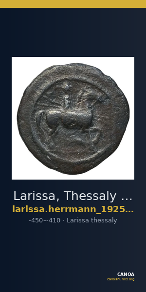 Larissa, Thessaly Herrmann 1925 III, α, trihemiobol — CANOA