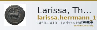 Larissa, Thessaly Herrmann 1925 III, α, trihemiobol — CANOA