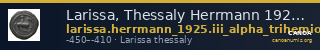 Larissa, Thessaly Herrmann 1925 III, α, trihemiobol — CANOA
