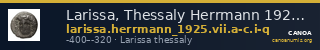 Larissa, Thessaly Herrmann 1925 VII.a-c, i-q — CANOA