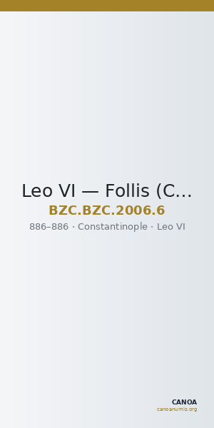 Leo VI — Follis (Constantinople, 886) — CANOA