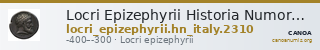 Locri Epizephyrii Historia Numorum Italy 2310 — CANOA
