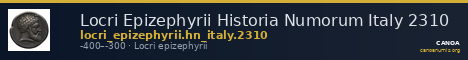 Locri Epizephyrii Historia Numorum Italy 2310 — CANOA