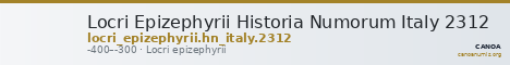 Locri Epizephyrii Historia Numorum Italy 2312 — CANOA