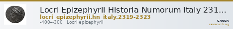 Locri Epizephyrii Historia Numorum Italy 2319-2323 — CANOA