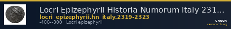 Locri Epizephyrii Historia Numorum Italy 2319-2323 — CANOA