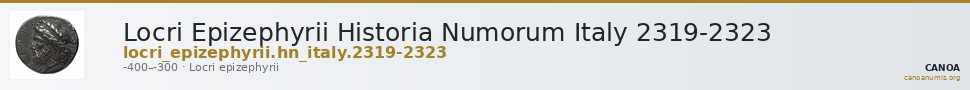 Locri Epizephyrii Historia Numorum Italy 2319-2323 — CANOA