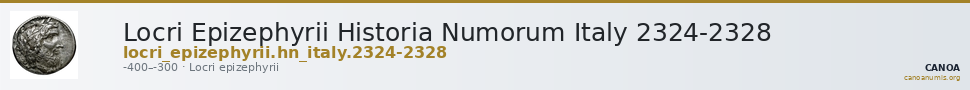 Locri Epizephyrii Historia Numorum Italy 2324-2328 — CANOA