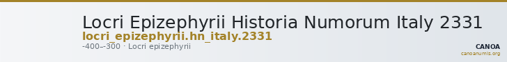 Locri Epizephyrii Historia Numorum Italy 2331 — CANOA