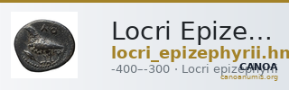 Locri Epizephyrii Historia Numorum Italy 2332-2333 — CANOA