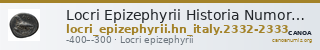 Locri Epizephyrii Historia Numorum Italy 2332-2333 — CANOA