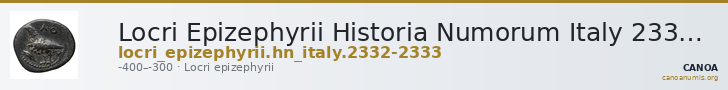 Locri Epizephyrii Historia Numorum Italy 2332-2333 — CANOA