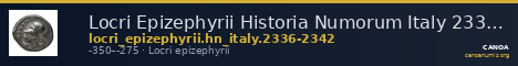 Locri Epizephyrii Historia Numorum Italy 2336-2342 — CANOA