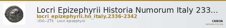 Locri Epizephyrii Historia Numorum Italy 2336-2342 — CANOA
