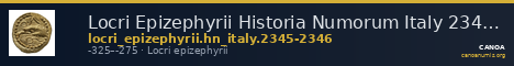 Locri Epizephyrii Historia Numorum Italy 2345-2346 — CANOA