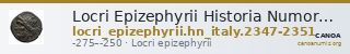 Locri Epizephyrii Historia Numorum Italy 2347-2351 — CANOA