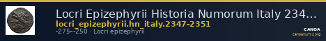 Locri Epizephyrii Historia Numorum Italy 2347-2351 — CANOA