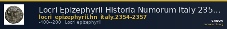Locri Epizephyrii Historia Numorum Italy 2354-2357 — CANOA