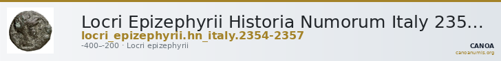 Locri Epizephyrii Historia Numorum Italy 2354-2357 — CANOA