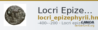 Locri Epizephyrii Historia Numorum Italy 2358-2360 — CANOA