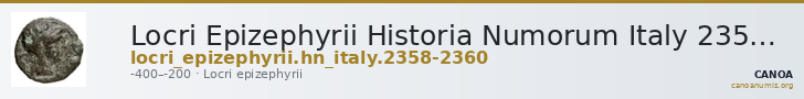 Locri Epizephyrii Historia Numorum Italy 2358-2360 — CANOA