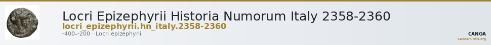 Locri Epizephyrii Historia Numorum Italy 2358-2360 — CANOA