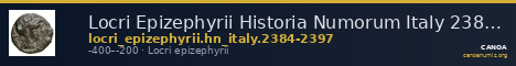 Locri Epizephyrii Historia Numorum Italy 2384-2397 — CANOA