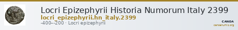 Locri Epizephyrii Historia Numorum Italy 2399 — CANOA