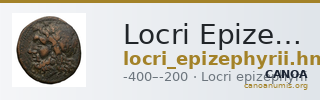 Locri Epizephyrii Historia Numorum Italy 2400-2401 — CANOA