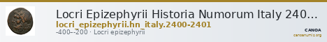 Locri Epizephyrii Historia Numorum Italy 2400-2401 — CANOA