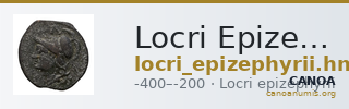 Locri Epizephyrii Historia Numorum Italy 2407 — CANOA
