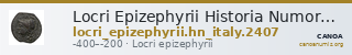 Locri Epizephyrii Historia Numorum Italy 2407 — CANOA